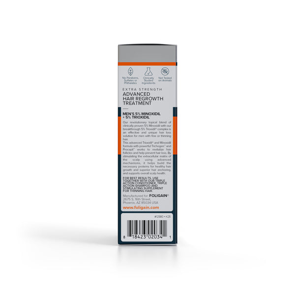 FOLIGAIN Régénération Avancée des Cheveux Pour Hommes Minoxidil Ultra-Pur 5 % + Trioxidil 5 %