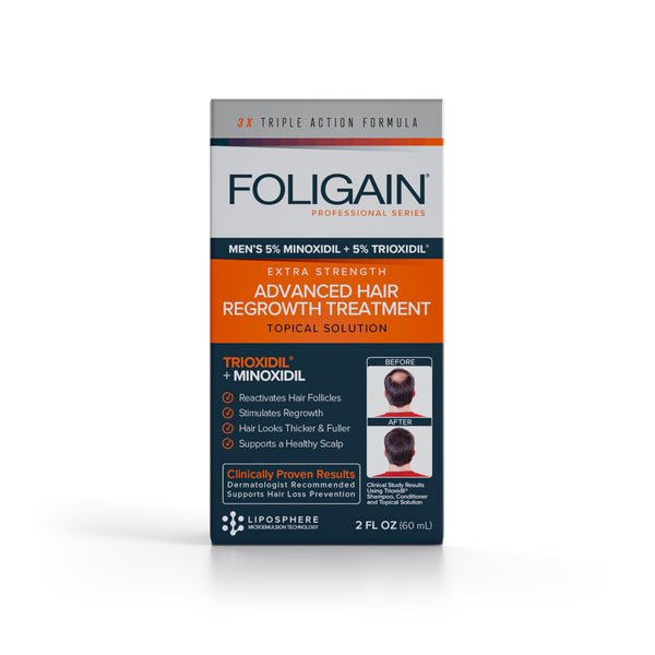 FOLIGAIN Régénération Avancée des Cheveux Pour Hommes Minoxidil Ultra-Pur 5 % + Trioxidil 5 %