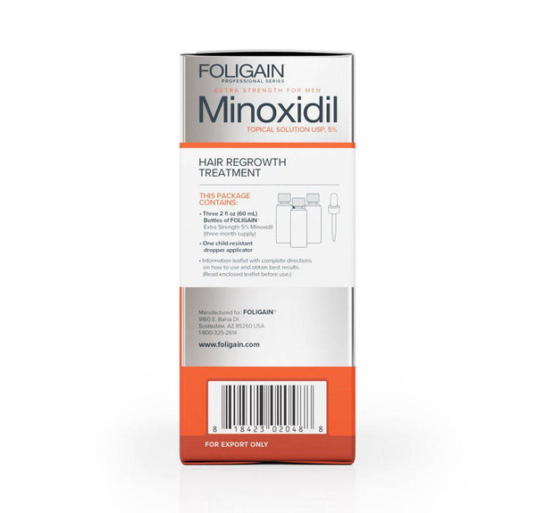 FOLIGAIN Ultra-Pure Minoxidil 5% Hair Regrowth Treatment For Men 12 Month Supply - FOLIGAIN CANADA